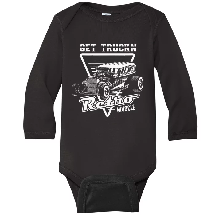 Retro Muscle Cars Hot Rod American Classic Old Automobile Baby Long Sleeve Bodysuit