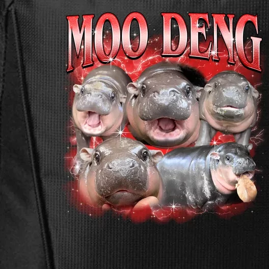 Red Moo Deng Meme Hippo City Backpack