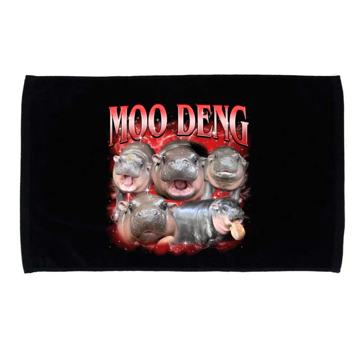 Red Moo Deng Meme Hippo Microfiber Hand Towel