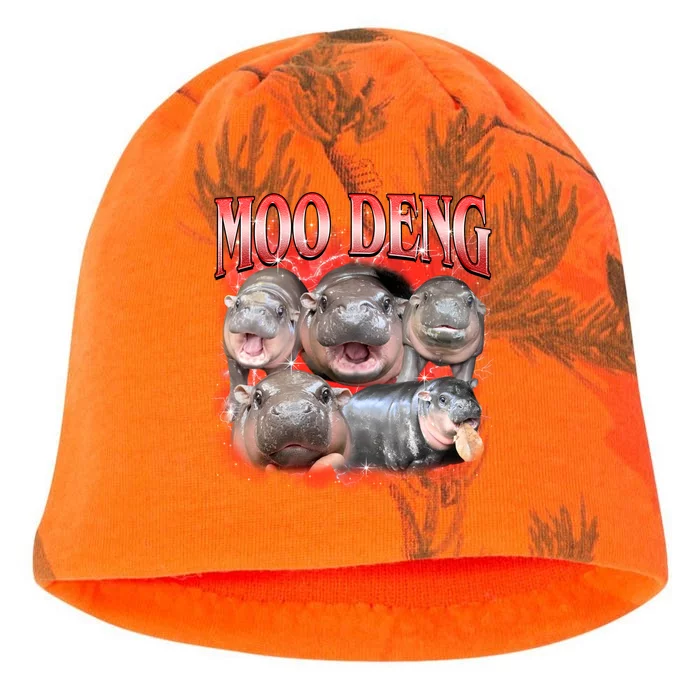 Red Moo Deng Meme Hippo Kati - Camo Knit Beanie