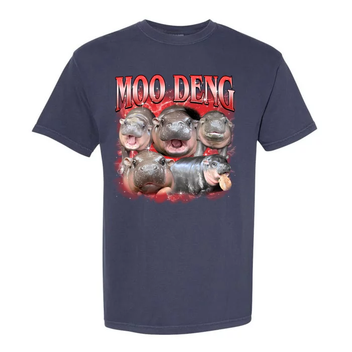 Red Moo Deng Meme Hippo Garment-Dyed Heavyweight T-Shirt