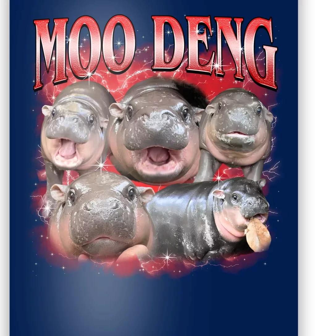 Red Moo Deng Meme Hippo Poster