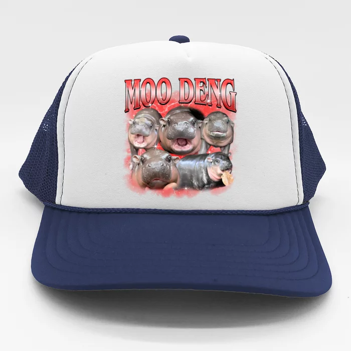 Red Moo Deng Meme Hippo Trucker Hat