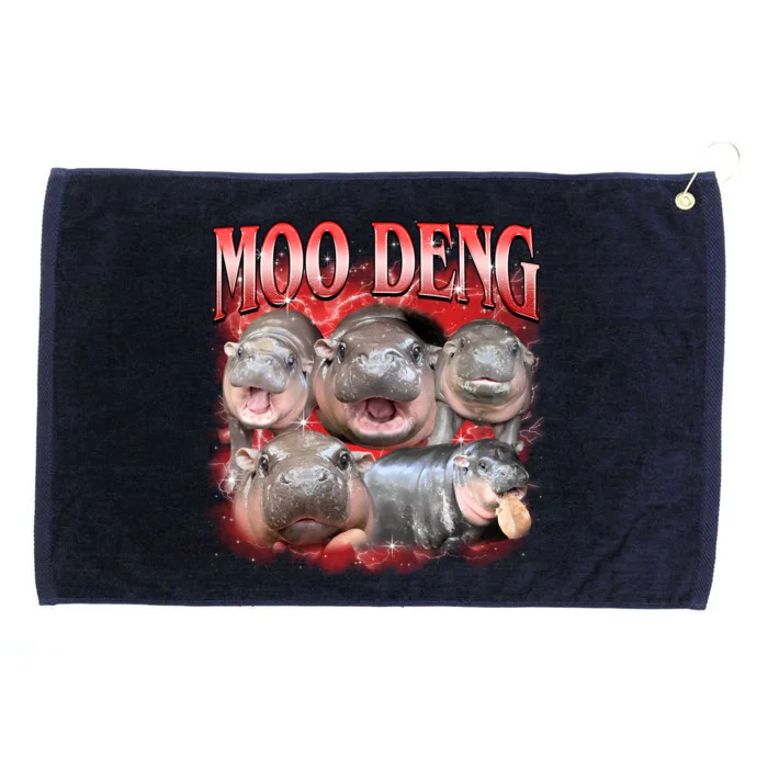 Red Moo Deng Meme Hippo Grommeted Golf Towel