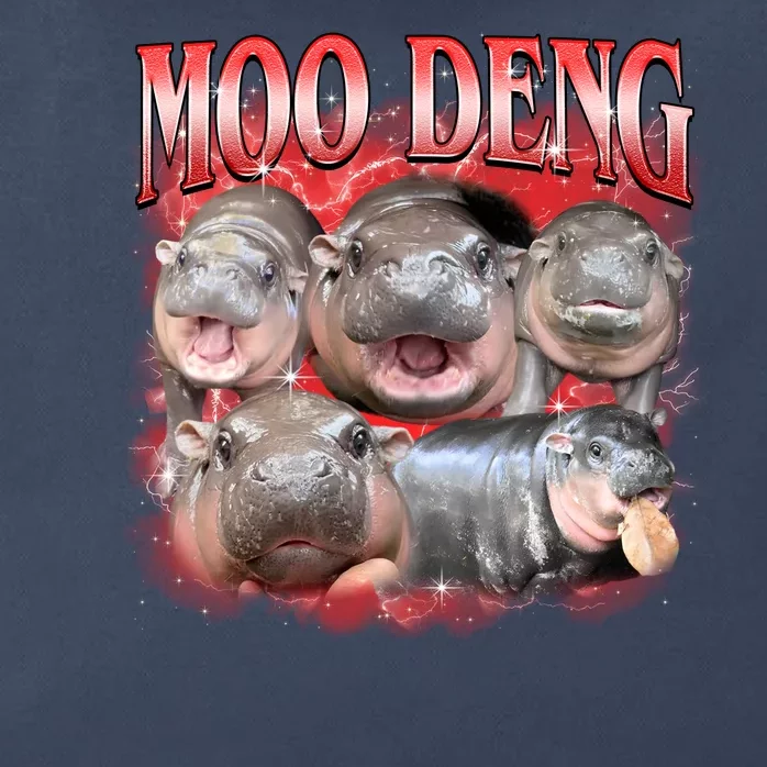 Red Moo Deng Meme Hippo Zip Tote Bag