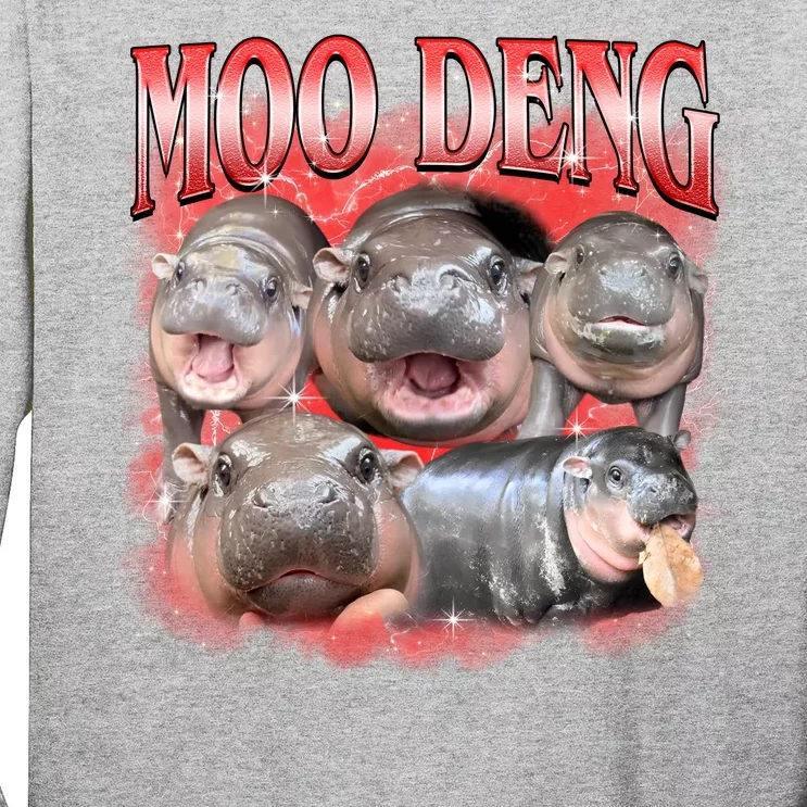 Red Moo Deng Meme Hippo Long Sleeve Shirt