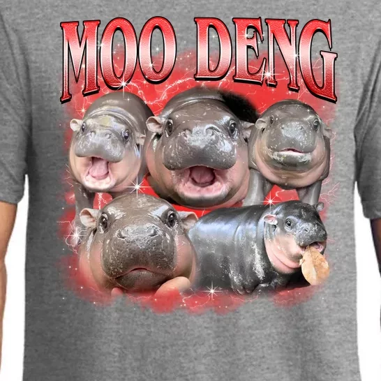 Red Moo Deng Meme Hippo Pajama Set