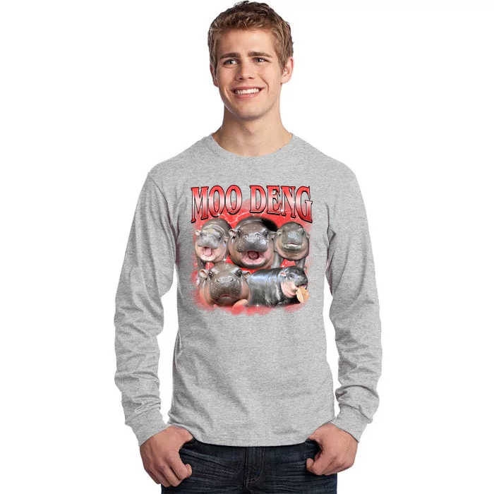 Red Moo Deng Meme Hippo Tall Long Sleeve T-Shirt