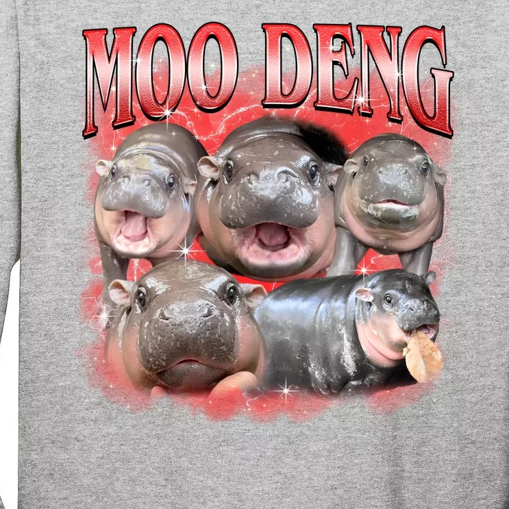 Red Moo Deng Meme Hippo Tall Long Sleeve T-Shirt