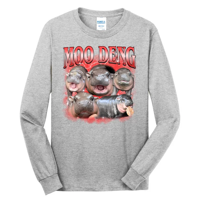 Red Moo Deng Meme Hippo Tall Long Sleeve T-Shirt