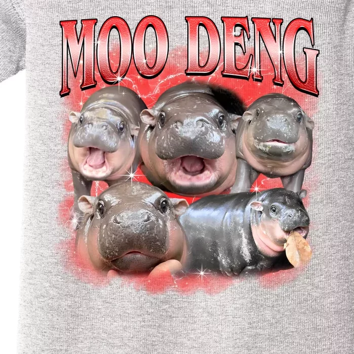 Red Moo Deng Meme Hippo Baby Bodysuit