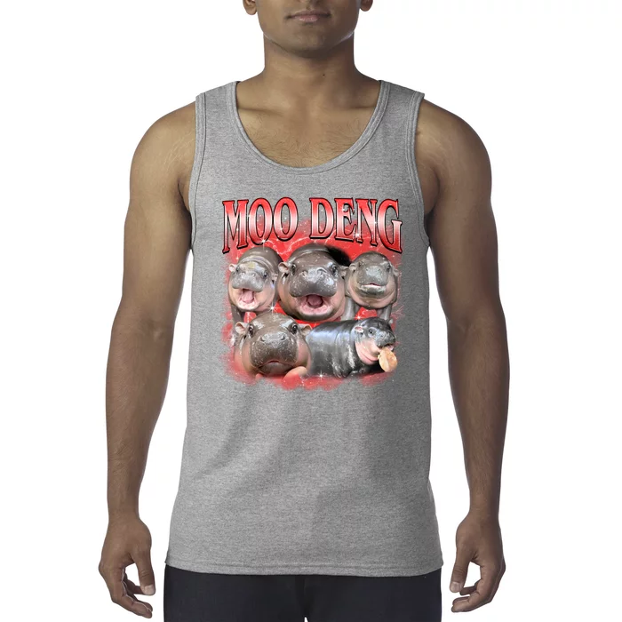 Red Moo Deng Meme Hippo Tank Top