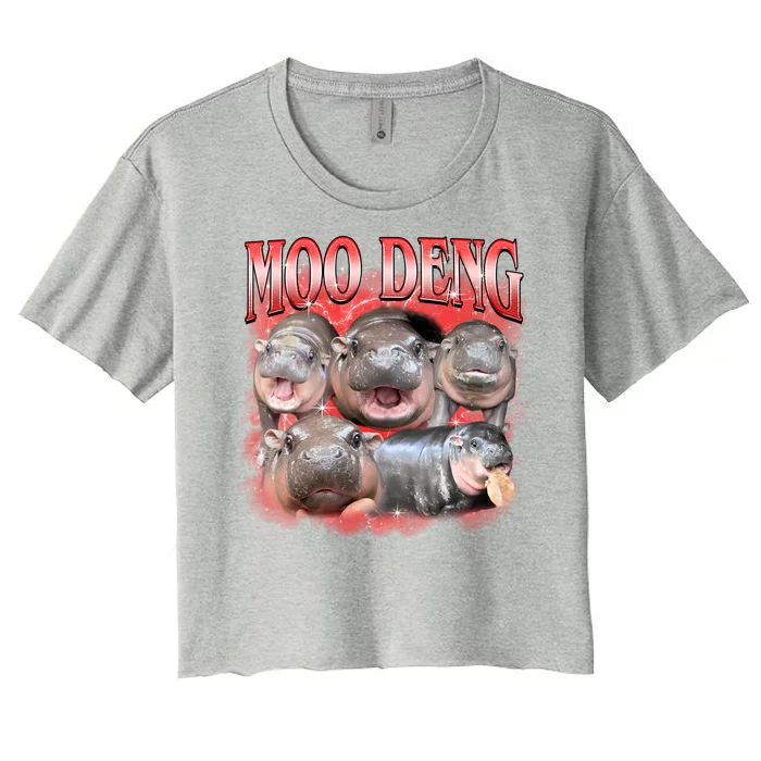 Red Moo Deng Meme Hippo Women's Crop Top Tee