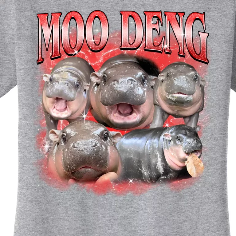 Red Moo Deng Meme Hippo Women's T-Shirt