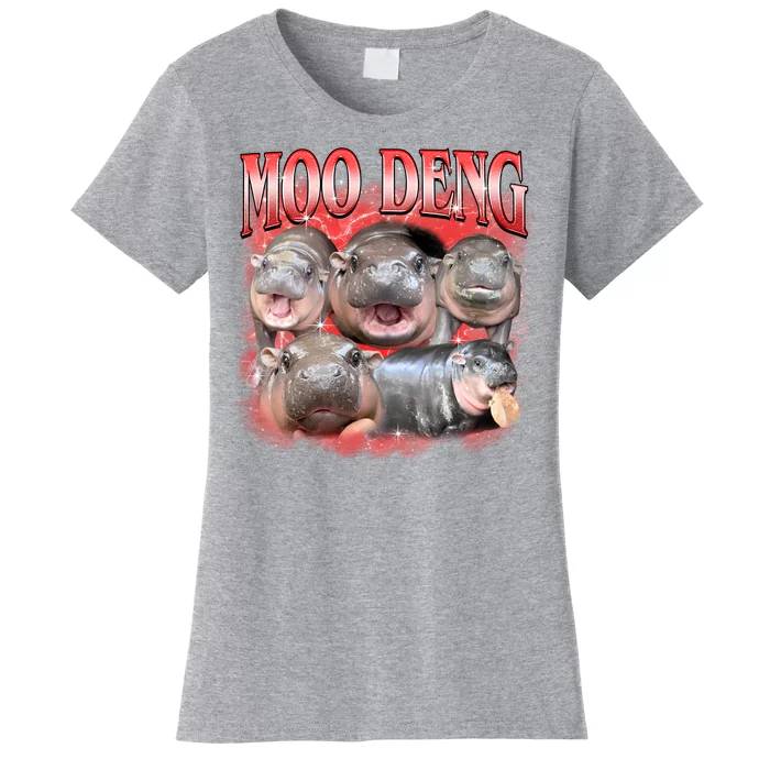 Red Moo Deng Meme Hippo Women's T-Shirt