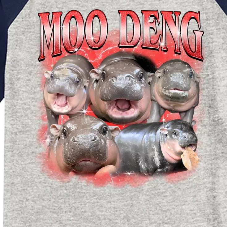 Red Moo Deng Meme Hippo Kids Colorblock Raglan Jersey