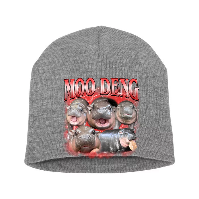 Red Moo Deng Meme Hippo Short Acrylic Beanie