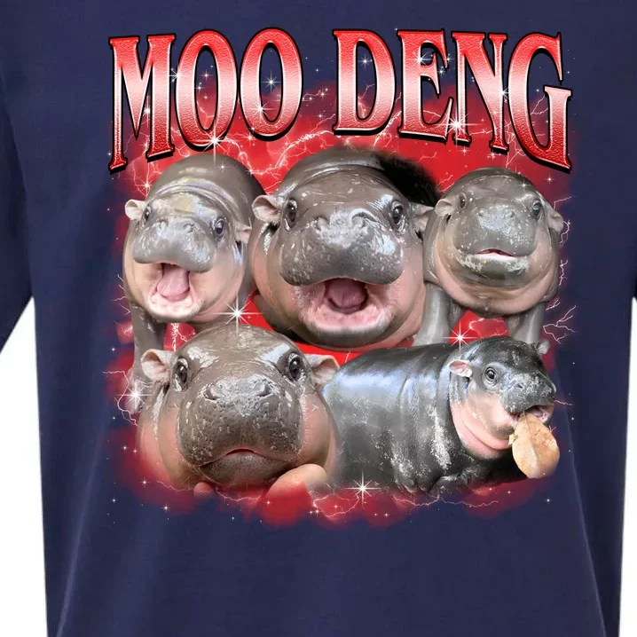 Red Moo Deng Meme Hippo Sueded Cloud Jersey T-Shirt