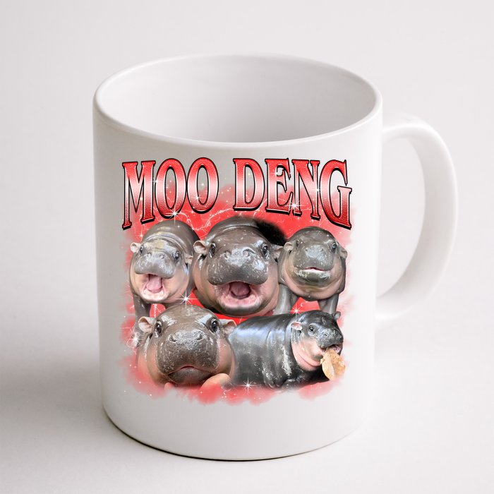 Red Moo Deng Meme Hippo Front & Back Coffee Mug