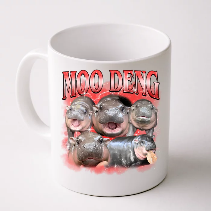 Red Moo Deng Meme Hippo Front & Back Coffee Mug