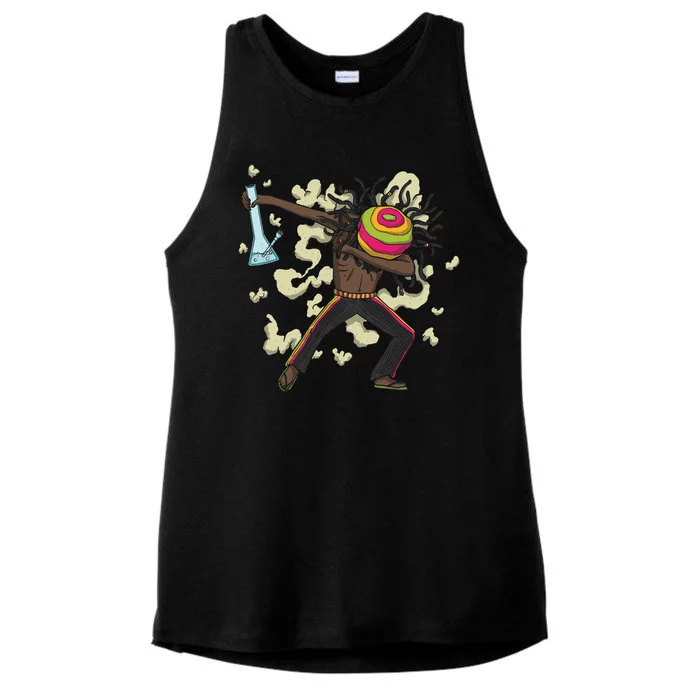 Rasta Man Dabbing Ladies Tri-Blend Wicking Tank