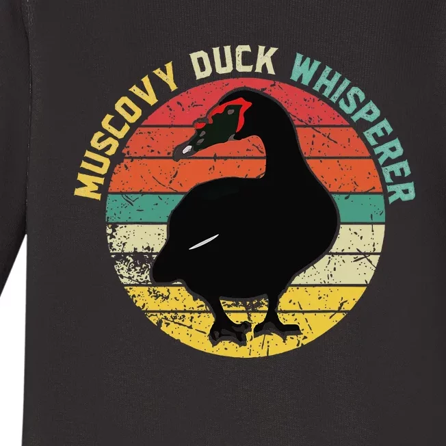 Retro Muscovy Duck Whisperer Funny Farmer Muscovy Duck Gift Baby Long Sleeve Bodysuit