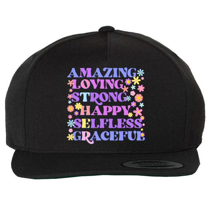 Retro Mother Day Amazing Loving Strong Happy Selfless Graceful Wool Snapback Cap