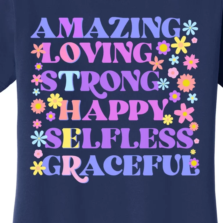 Retro Mother Day Amazing Loving Strong Happy Selfless Graceful Women's T-Shirt