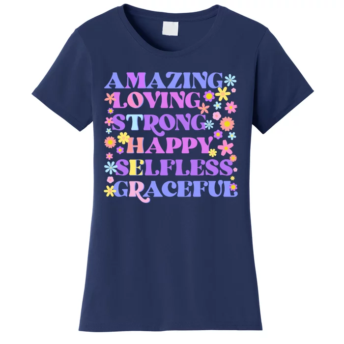 Retro Mother Day Amazing Loving Strong Happy Selfless Graceful Women's T-Shirt