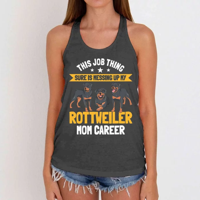 Rottweiler Mom Dog Owner Breeders Fur Parent Mother's Day Women's Knotted Racerback Tank