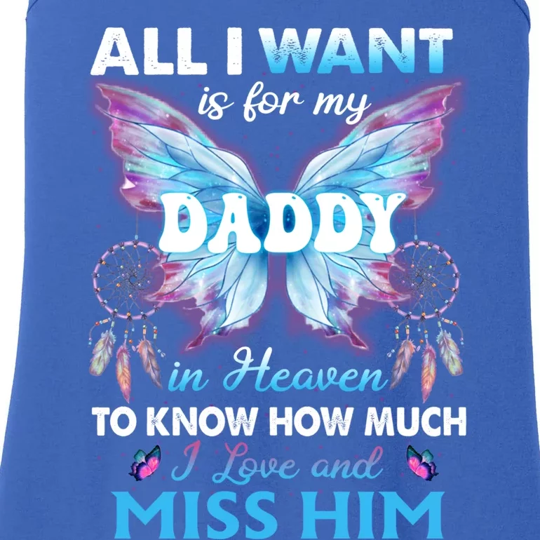 Remembrance My Dad Lives In Heaven Daughter Son Lost Daddy Gift Ladies Essential Tank