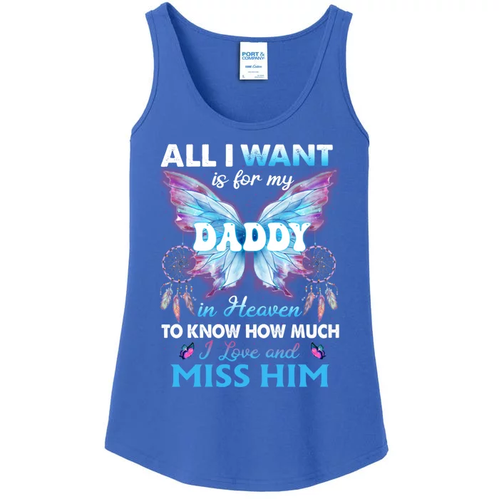 Remembrance My Dad Lives In Heaven Daughter Son Lost Daddy Gift Ladies Essential Tank