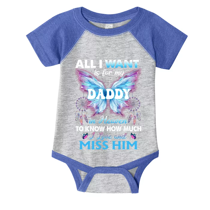 Remembrance My Dad Lives In Heaven Daughter Son Lost Daddy Gift Infant Baby Jersey Bodysuit