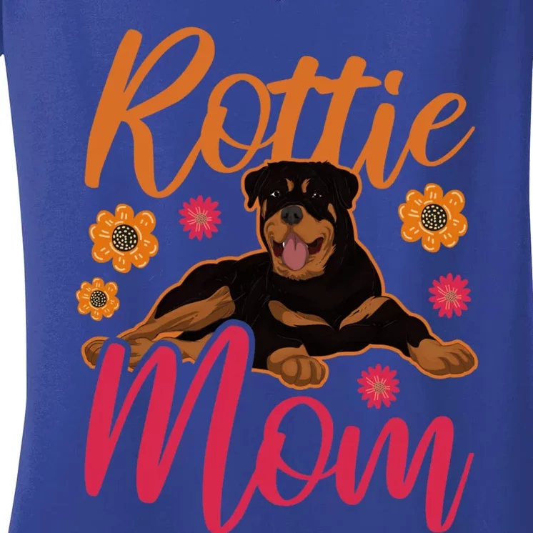 Rottie Mom Dog Owner Pet Mom Animal Lover Rottweiler Gift Women's V-Neck T-Shirt