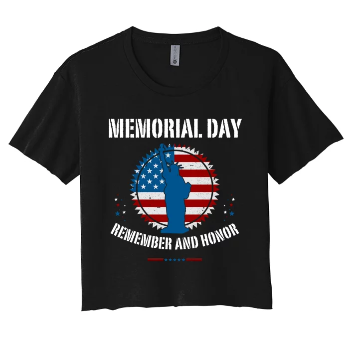 Retro Memorial Day Remember And Honor Veteran Usa Women's Crop Top Tee