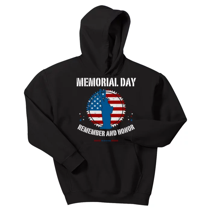 Retro Memorial Day Remember And Honor Veteran Usa Kids Hoodie