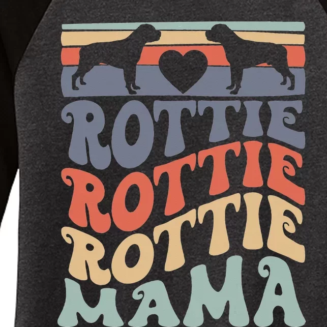 Rottie Mama Dog Mom Funny Mother's Day Cute Puppy Dog Lover Women's Tri-Blend 3/4-Sleeve Raglan Shirt