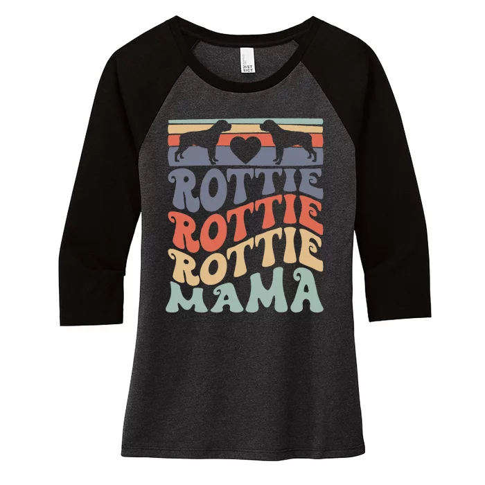 Rottie Mama Dog Mom Funny Mother's Day Cute Puppy Dog Lover Women's Tri-Blend 3/4-Sleeve Raglan Shirt