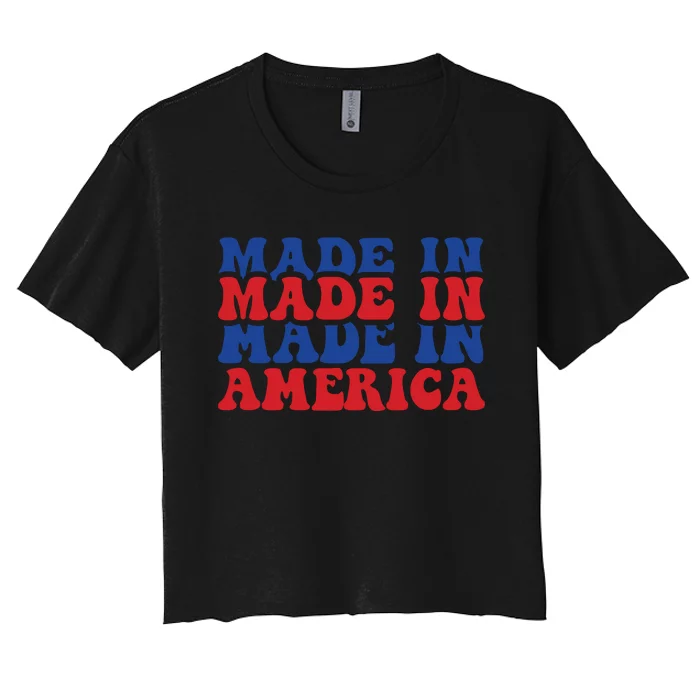 Retro Memorial Day Made In America Women's Crop Top Tee