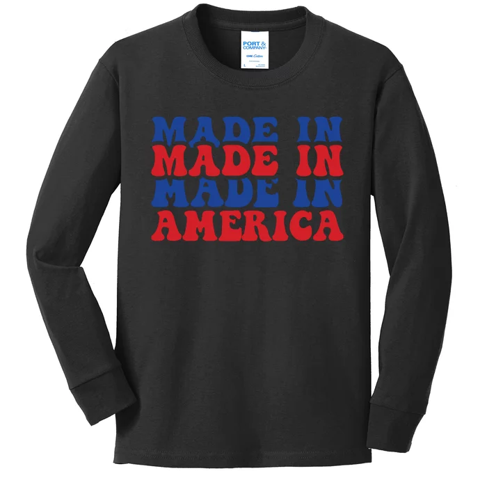 Retro Memorial Day Made In America Kids Long Sleeve Shirt