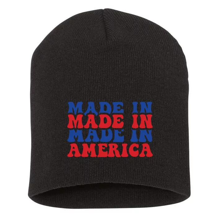 Retro Memorial Day Made In America Short Acrylic Beanie