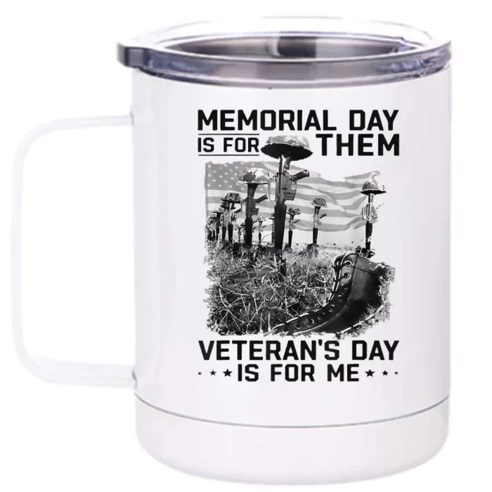 Retro Memorial Day Is For Them VeteranS Day Is For Me Front & Back 12oz Stainless Steel Tumbler Cup