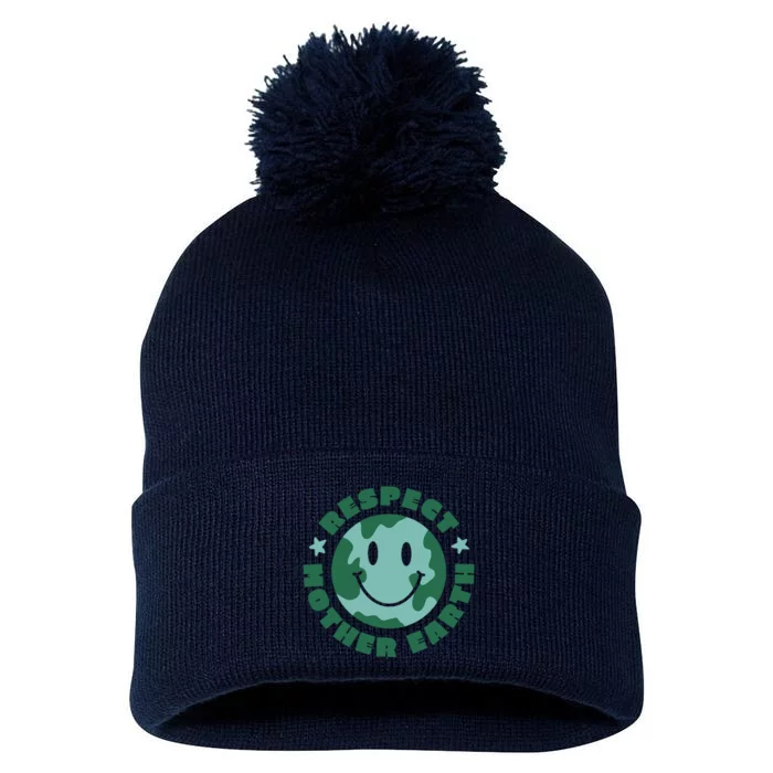 Respect Mother Earth Planet Pom Pom 12in Knit Beanie