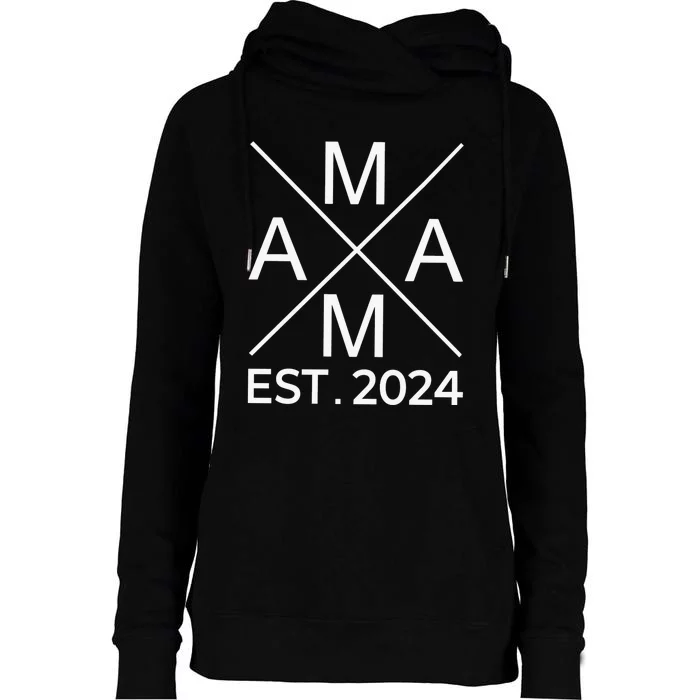 Retro Mama Est 2024 Happy Mothers Day Womens Funnel Neck Pullover Hood