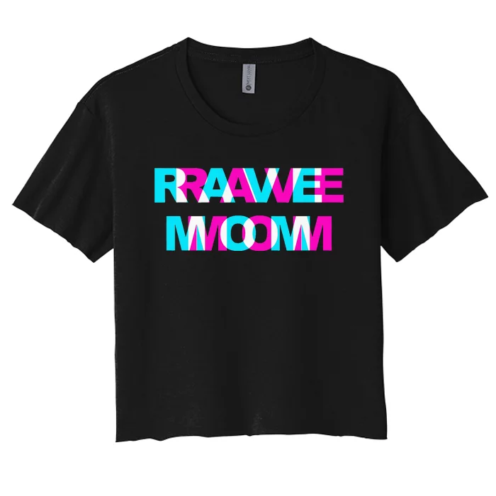 Rave Mom Edm Music Festival Mother Optical Illusion Trippy Women's Crop Top Tee