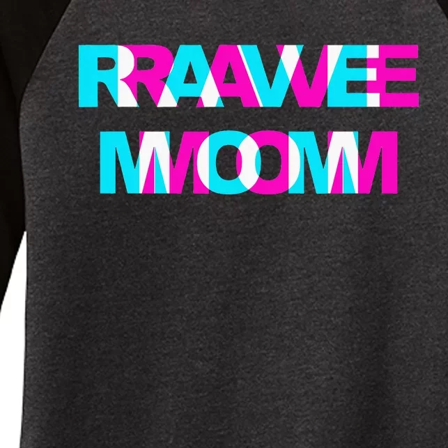 Rave Mom Edm Music Festival Mother Optical Illusion Trippy Women's Tri-Blend 3/4-Sleeve Raglan Shirt