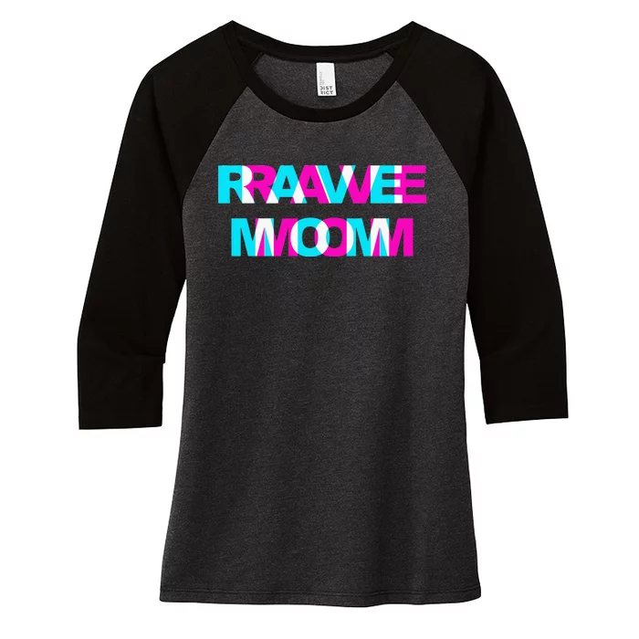 Rave Mom Edm Music Festival Mother Optical Illusion Trippy Women's Tri-Blend 3/4-Sleeve Raglan Shirt