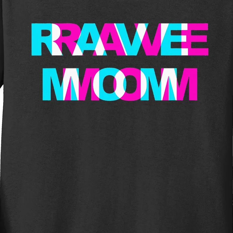 Rave Mom Edm Music Festival Mother Optical Illusion Trippy Kids Long Sleeve Shirt