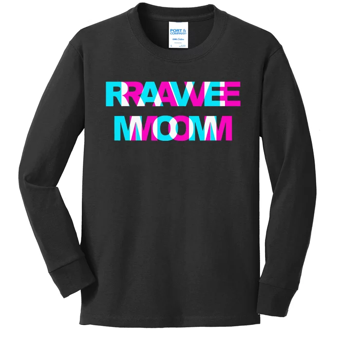 Rave Mom Edm Music Festival Mother Optical Illusion Trippy Kids Long Sleeve Shirt