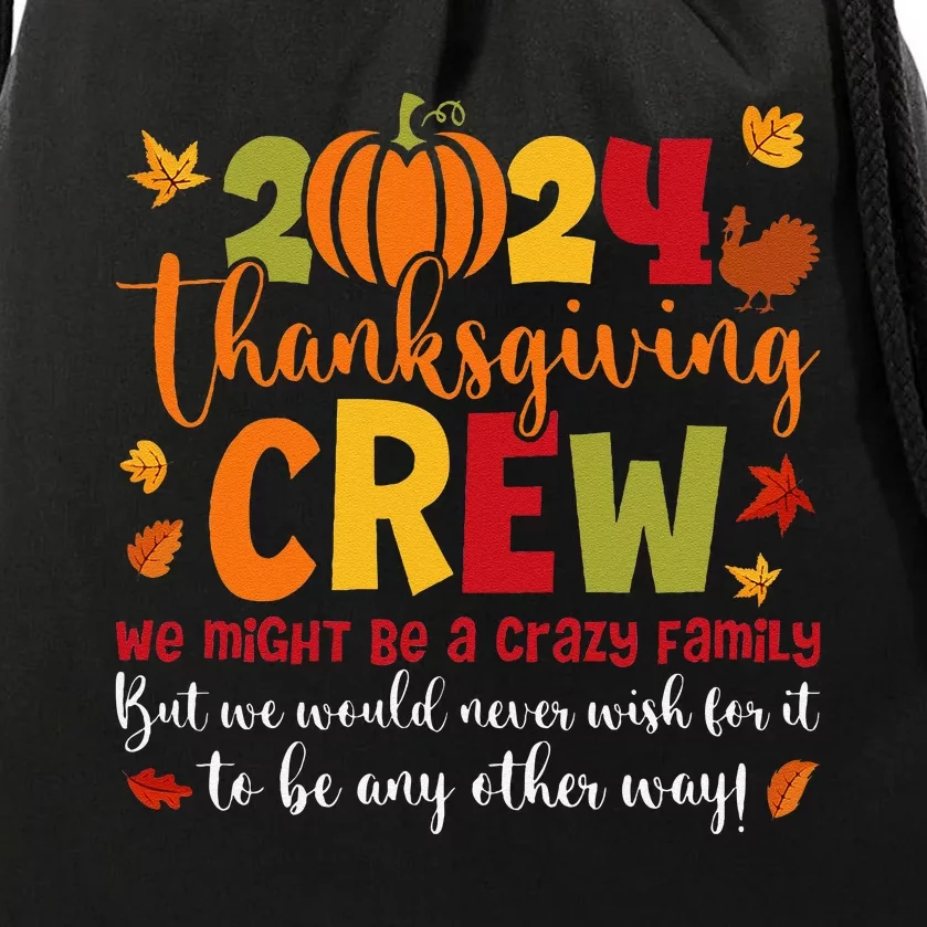 Retro Matching Family 2024 Thanksgiving Crew Pumpkin Autumn Drawstring Bag